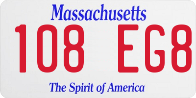 MA license plate 108EG8