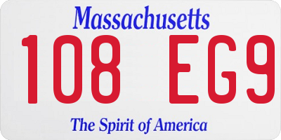 MA license plate 108EG9