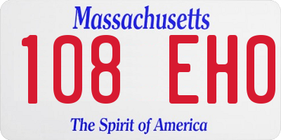MA license plate 108EH0