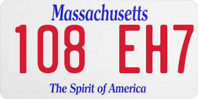 MA license plate 108EH7
