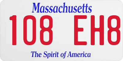 MA license plate 108EH8