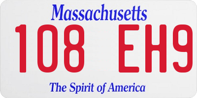 MA license plate 108EH9