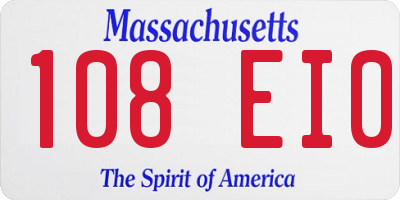 MA license plate 108EI0