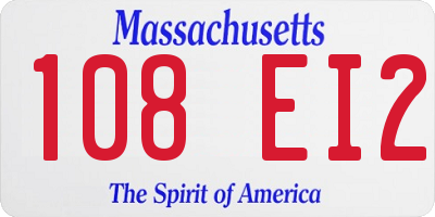 MA license plate 108EI2