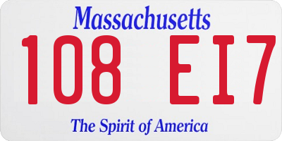 MA license plate 108EI7