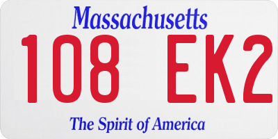 MA license plate 108EK2