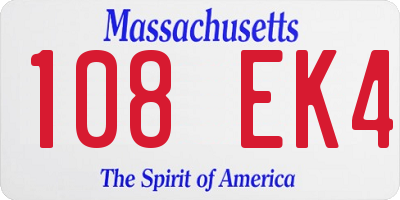 MA license plate 108EK4