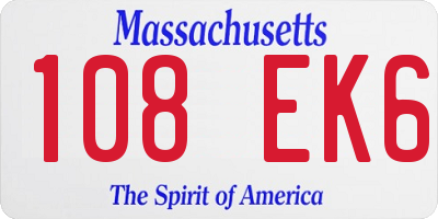 MA license plate 108EK6