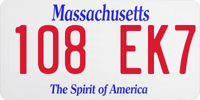 MA license plate 108EK7