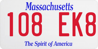 MA license plate 108EK8