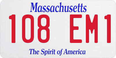 MA license plate 108EM1