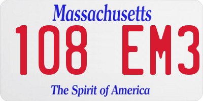MA license plate 108EM3