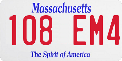 MA license plate 108EM4
