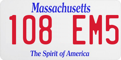 MA license plate 108EM5