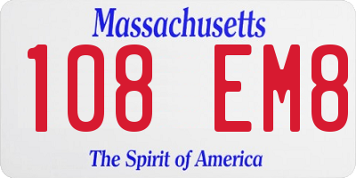 MA license plate 108EM8