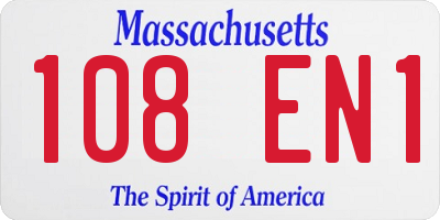 MA license plate 108EN1
