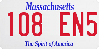 MA license plate 108EN5