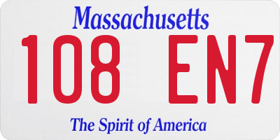 MA license plate 108EN7