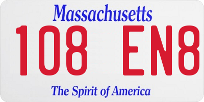 MA license plate 108EN8