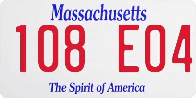 MA license plate 108EO4
