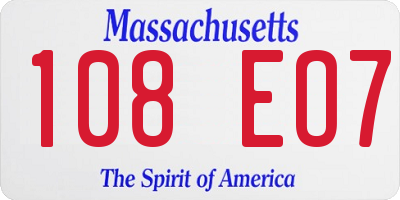 MA license plate 108EO7