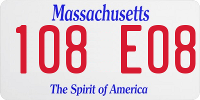 MA license plate 108EO8