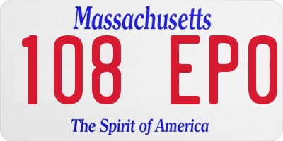 MA license plate 108EP0