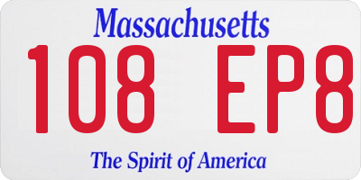 MA license plate 108EP8