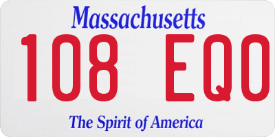 MA license plate 108EQ0