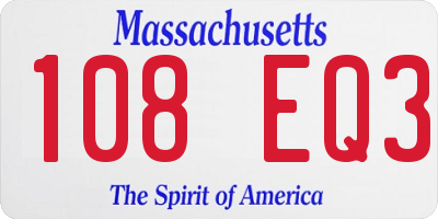 MA license plate 108EQ3