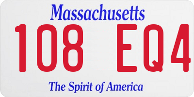 MA license plate 108EQ4