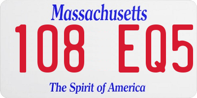 MA license plate 108EQ5
