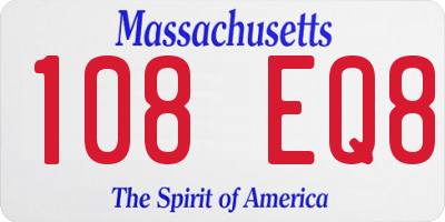 MA license plate 108EQ8