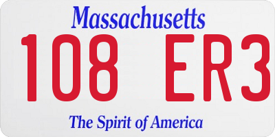 MA license plate 108ER3