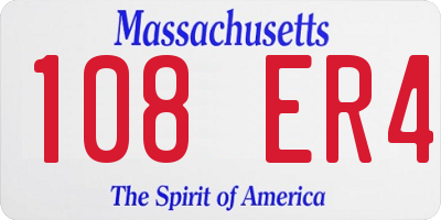 MA license plate 108ER4
