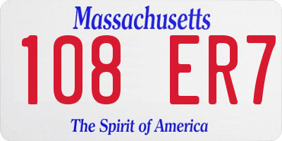 MA license plate 108ER7