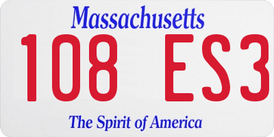 MA license plate 108ES3