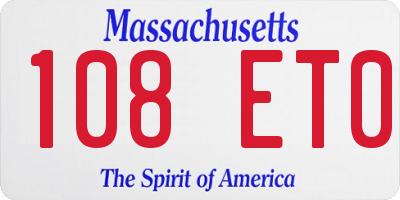 MA license plate 108ET0