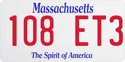 MA license plate 108ET3
