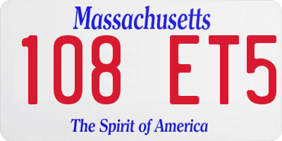 MA license plate 108ET5