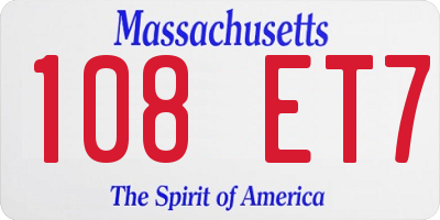 MA license plate 108ET7