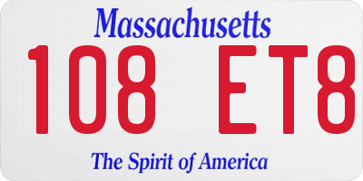 MA license plate 108ET8