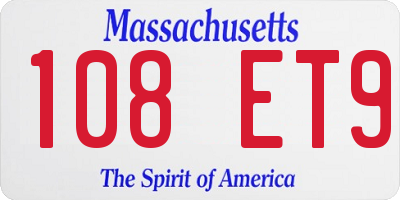 MA license plate 108ET9
