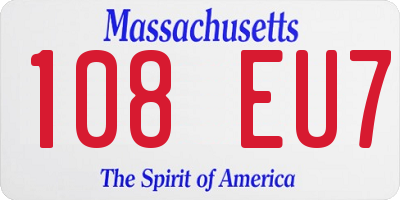 MA license plate 108EU7