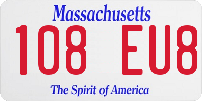 MA license plate 108EU8