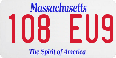 MA license plate 108EU9