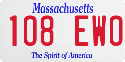 MA license plate 108EW0