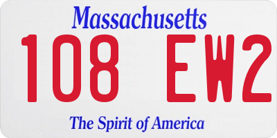 MA license plate 108EW2
