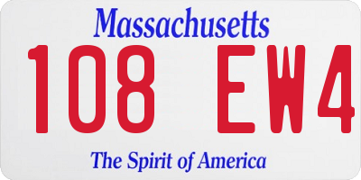 MA license plate 108EW4