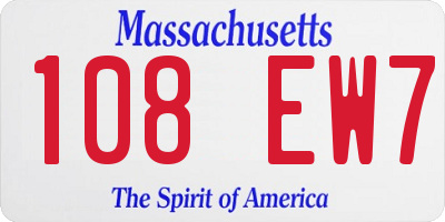 MA license plate 108EW7